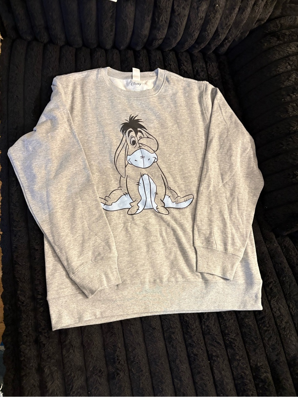 Disney Eeyore Gray Crewneck Pullover Fleece Sweatshirt Men’s XL Graphic